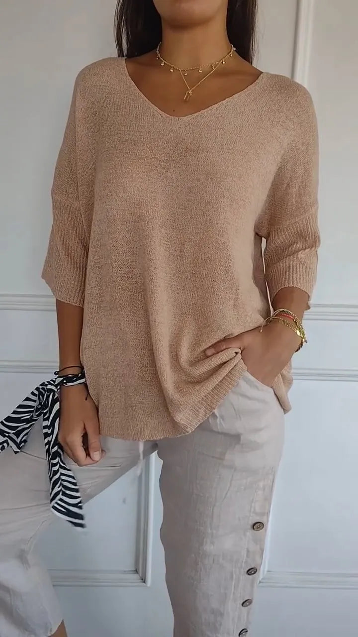 Kit 3 Blusas Luna® em Malha Leve – Decote V — Maralleve