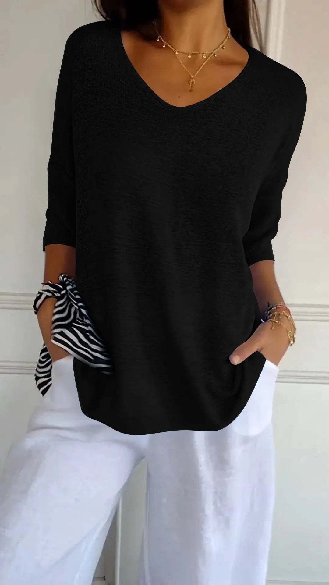 Kit 3 Blusas Luna® em Malha Leve – Decote V — Maralleve