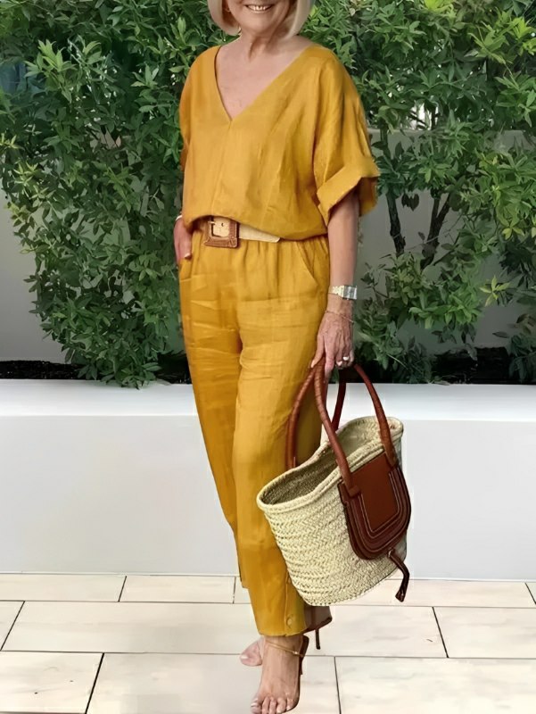 Conjunto Feminino Casual de Algodão e Linho Vicenza — Maralleve