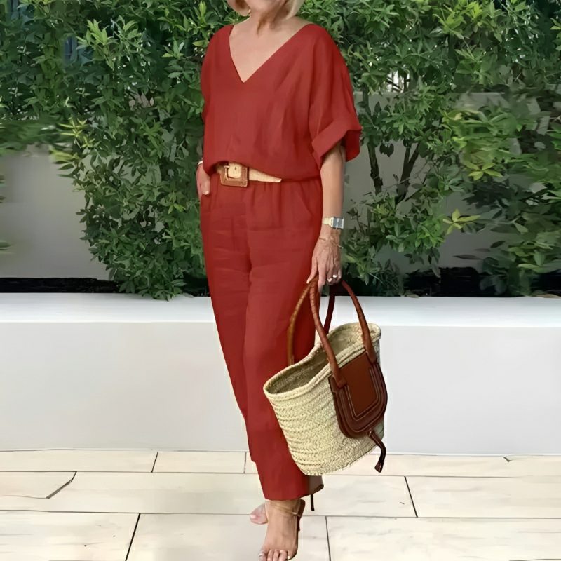 Conjunto Feminino Casual de Algodão e Linho Vicenza — Maralleve