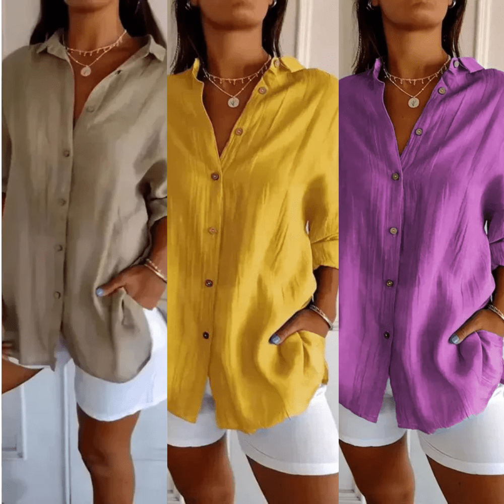 Kit 3 Camisas Ibiza em Linho de Algodão – Design Semi Plissado — Maralleve