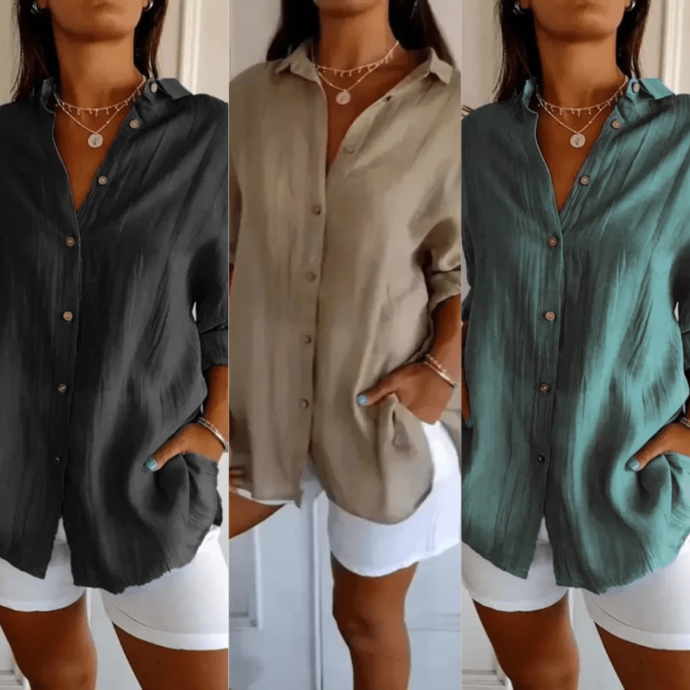 Kit 3 Camisas Ibiza em Linho de Algodão – Design Semi Plissado — Maralleve