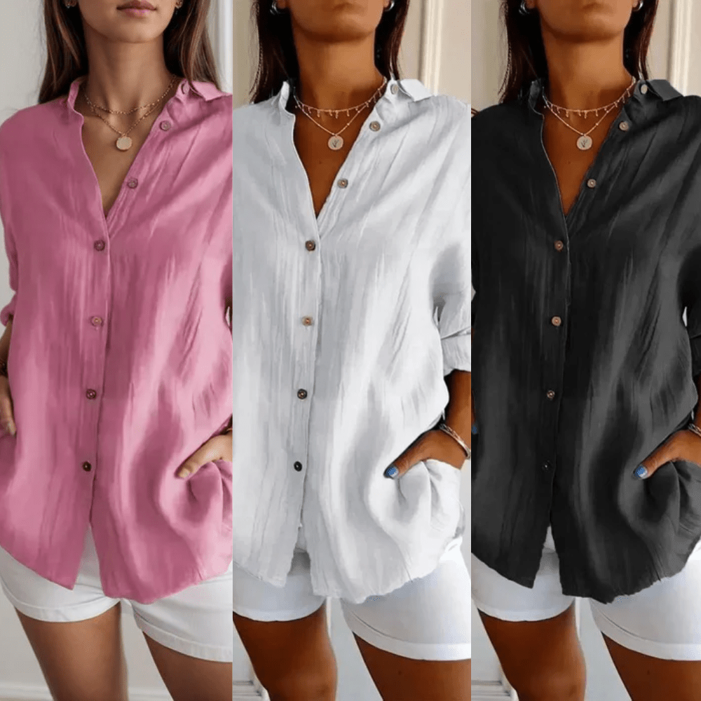 Kit 3 Camisas Ibiza em Linho de Algodão – Design Semi Plissado — Maralleve