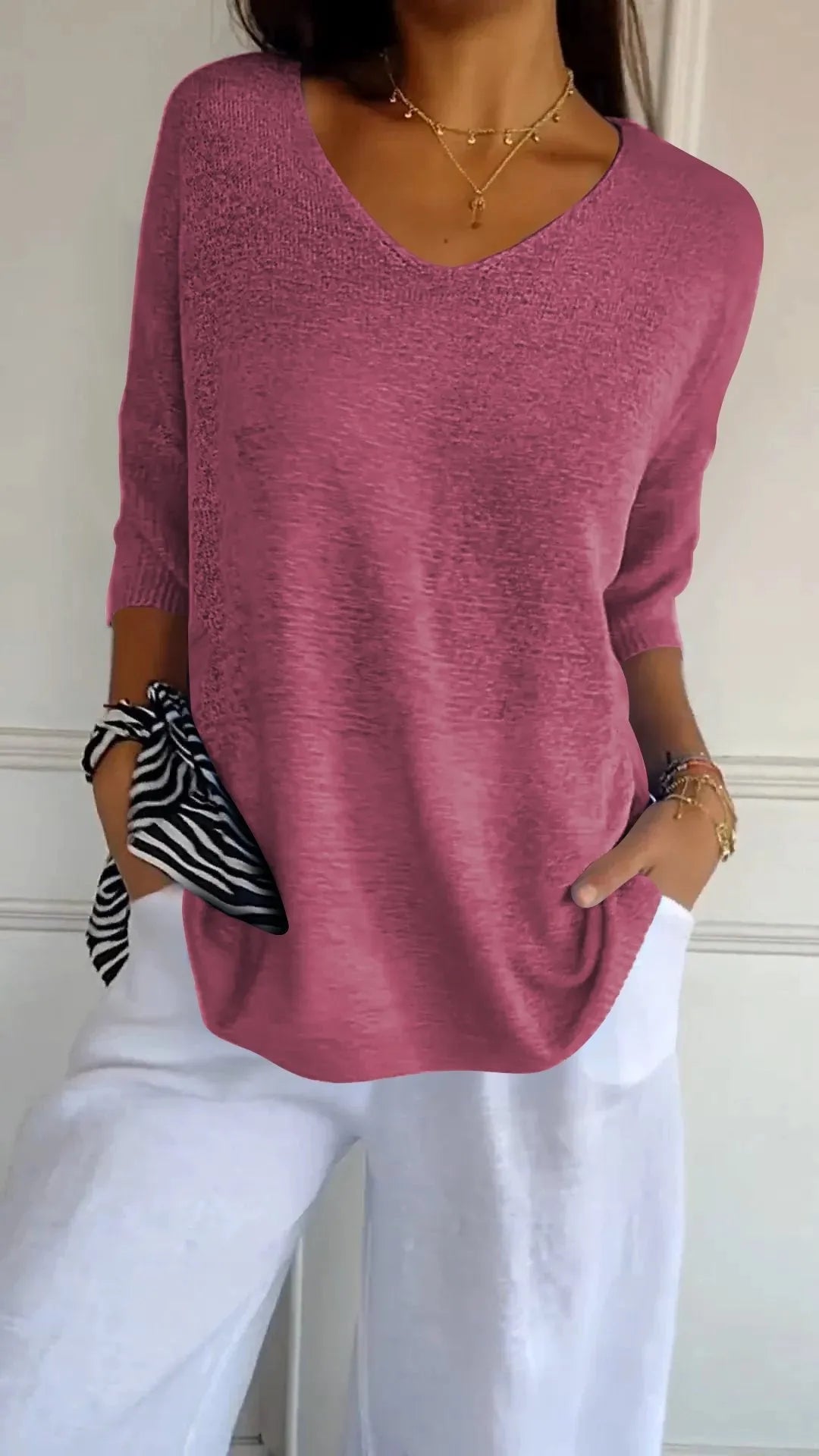 Kit 3 Blusas Luna® em Malha Leve – Decote V — Maralleve