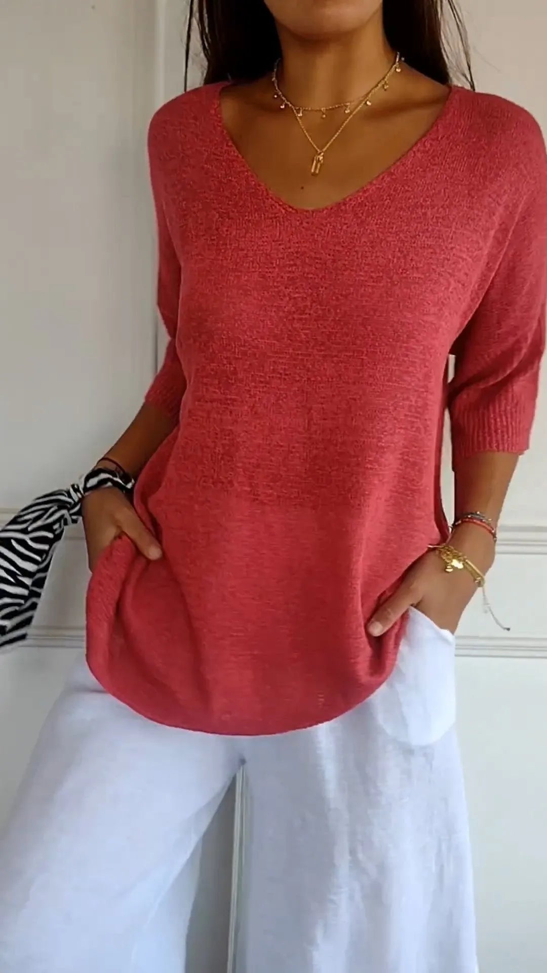 Kit 3 Blusas Luna® em Malha Leve – Decote V — Maralleve