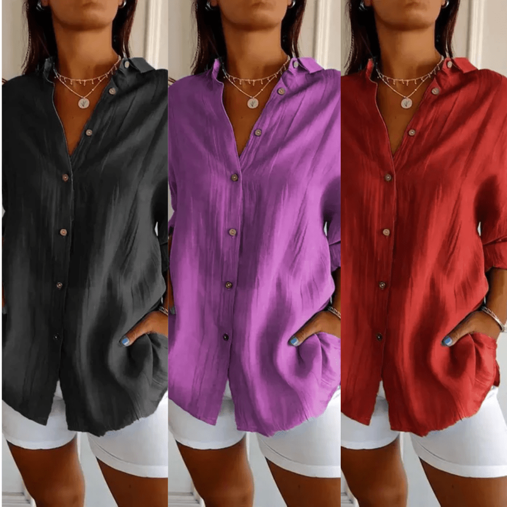 Kit 3 Camisas Ibiza em Linho de Algodão – Design Semi Plissado — Maralleve
