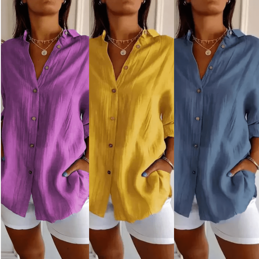 Kit 3 Camisas Ibiza em Linho de Algodão – Design Semi Plissado — Maralleve