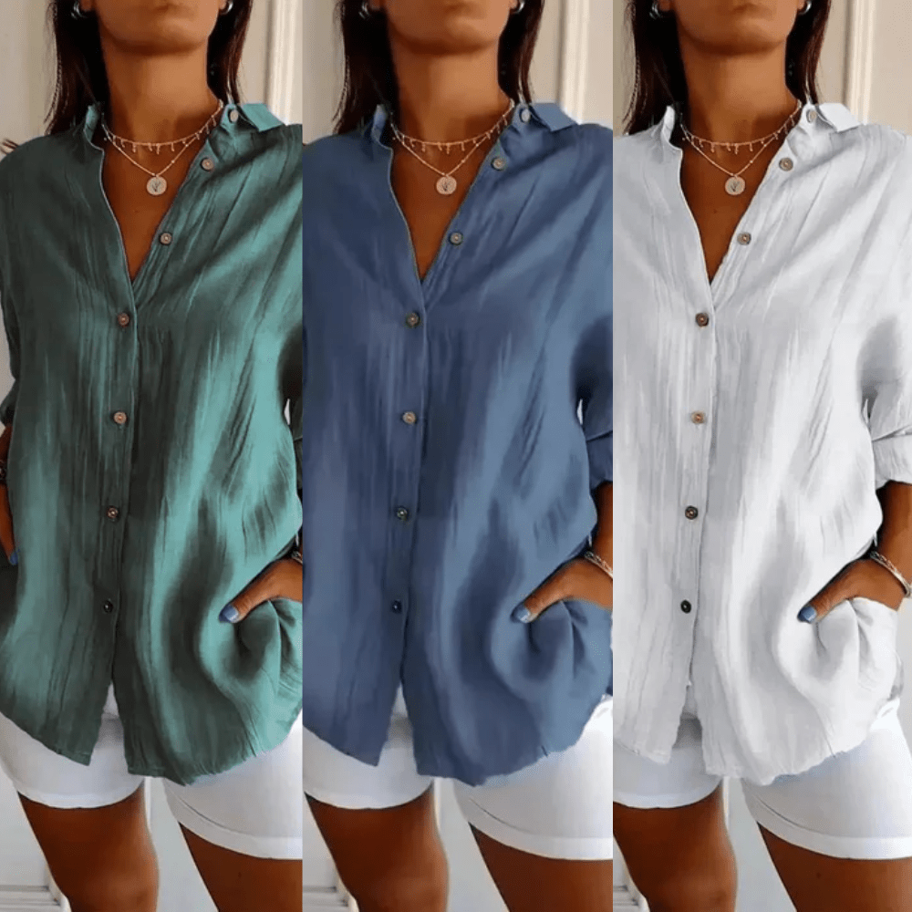 Kit 3 Camisas Ibiza em Linho de Algodão – Design Semi Plissado — Maralleve