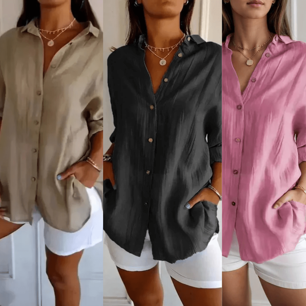 Kit 3 Camisas Ibiza em Linho de Algodão – Design Semi Plissado — Maralleve