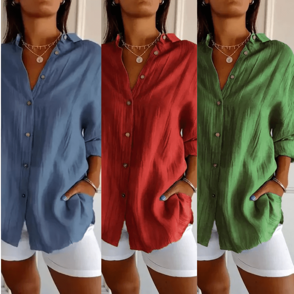 Kit 3 Camisas Ibiza em Linho de Algodão – Design Semi Plissado — Maralleve